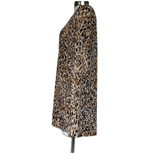 Susan Graver Liquid Knit top Shirt Size Large Abstract Brown Print Long Sleeves - Picture 4 of 8